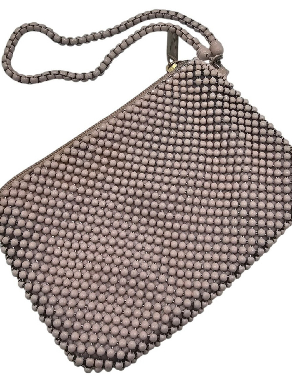 Kimchi Blue Womens Fully Beaded chainmail Style Clutch Wallet Formal Taupe